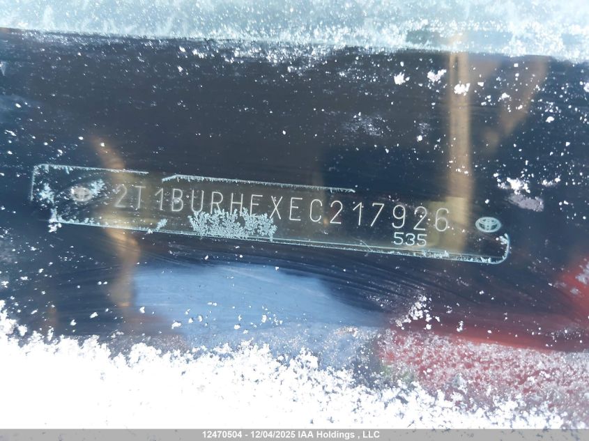 2014 Toyota Corolla VIN: 2T1BURHEXEC217926 Lot: 12470504