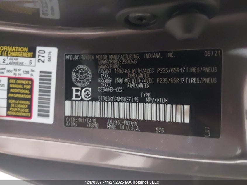 5TDGSKFC6MS027115 2021 TOYOTA SIENNA photo no. 9
