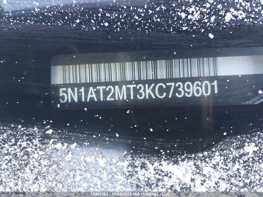 2019 Nissan Rogue S/Sv VIN: 5N1AT2MT3KC739601 Lot: 12465263X