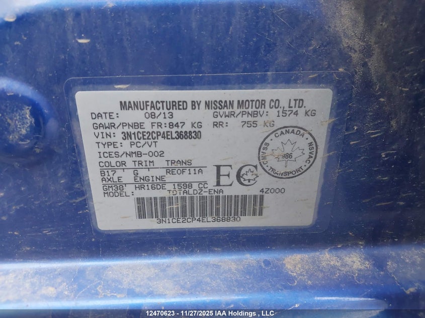 3N1CE2CP4EL368830 2014 NISSAN VERSA photo no. 18