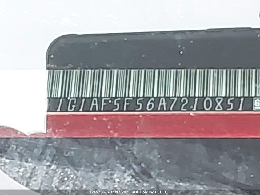 2010 Chevrolet Cobalt Lt VIN: 1G1AF5F56A7210851 Lot: 12457387X