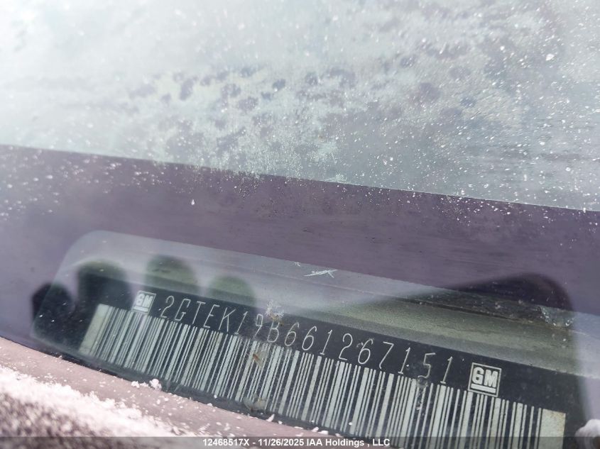 2006 GMC Sierra 1500 Sl/Sle/Slt VIN: 2GTEK19B661267151 Lot: 12468517X