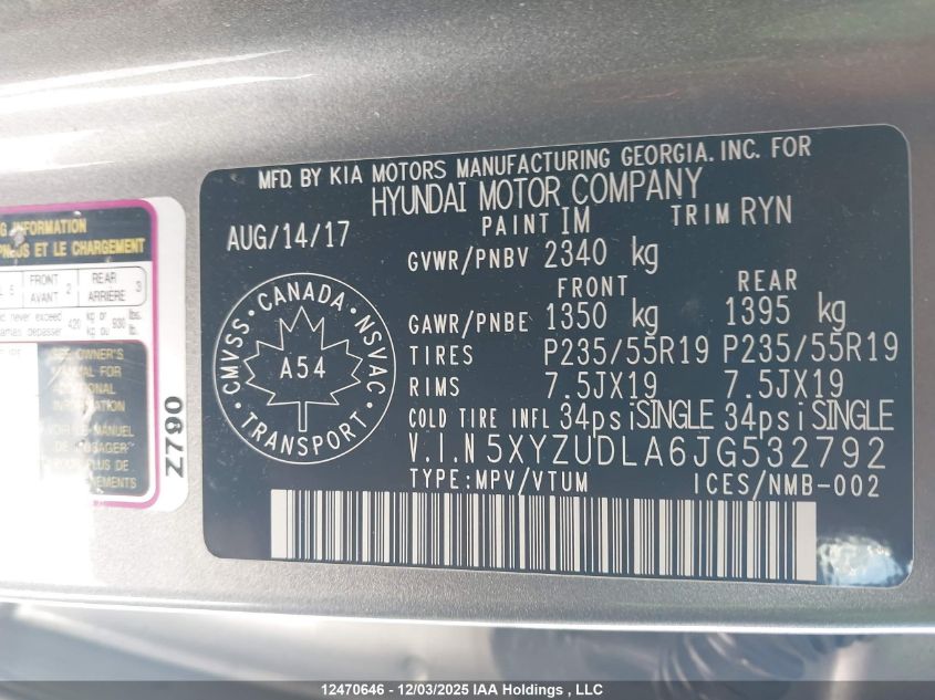 2018 Hyundai Santa Fe Sport 2.0T Se VIN: 5XYZUDLA6JG532792 Lot: 12470646