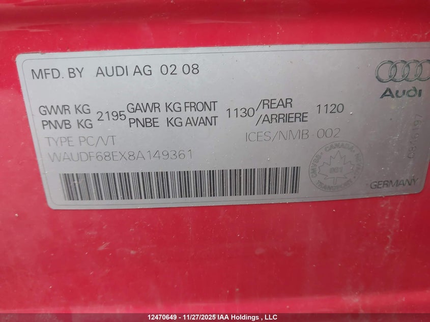 WAUDF68EX8A149361 2010 AUDI A4 photo no. 9
