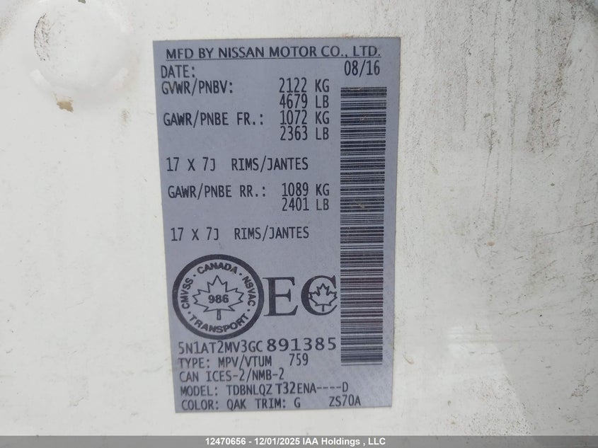 5N1AT2MV3GC891385 2016 NISSAN ROGUE photo no. 9