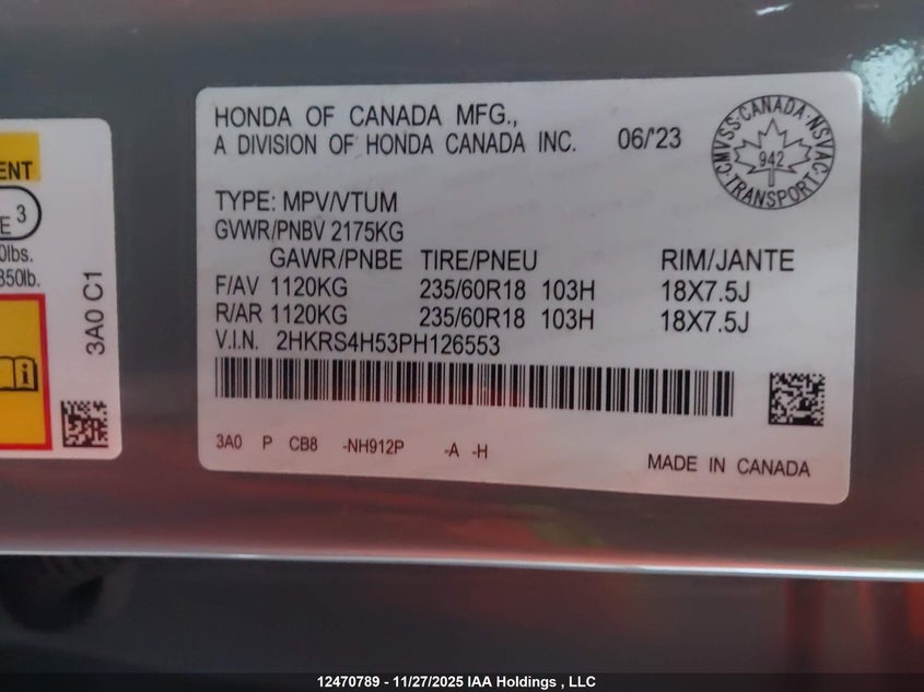 2HKRS4H53PH126553 2023 HONDA CR-V photo no. 9