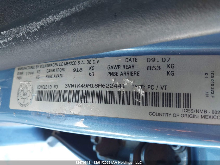3VWTK49M18M622441 2008 VOLKSWAGEN JETTA photo no. 9