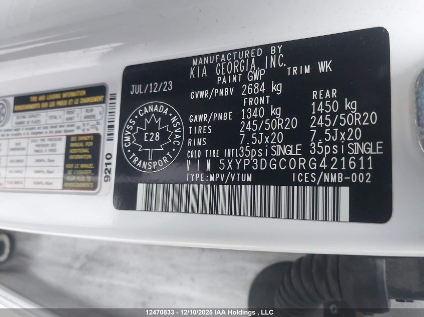 2024 Kia Telluride Ex VIN: 5XYP3DGC0RG421611 Lot: 12470833