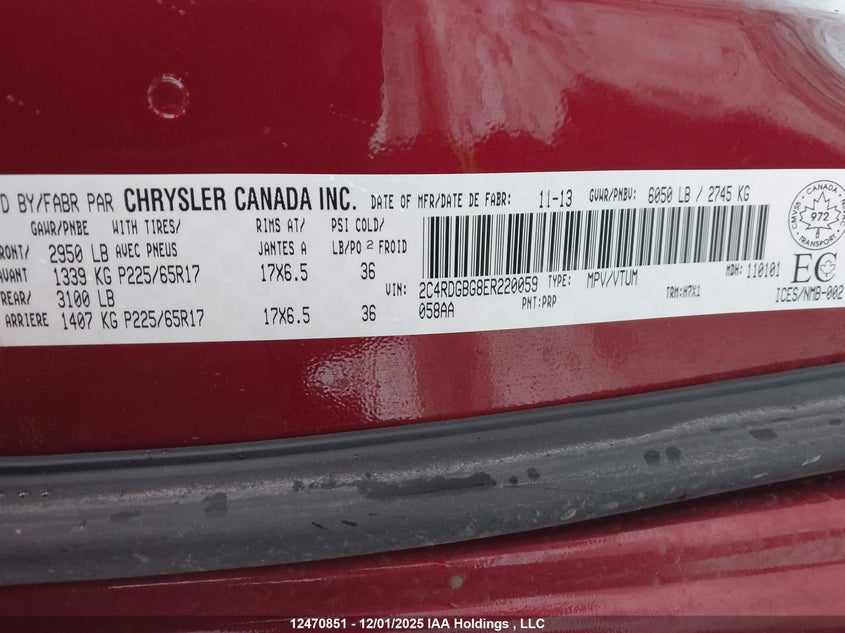 2C4RDGBG8ER220059 2014 DODGE CARAVAN photo no. 9