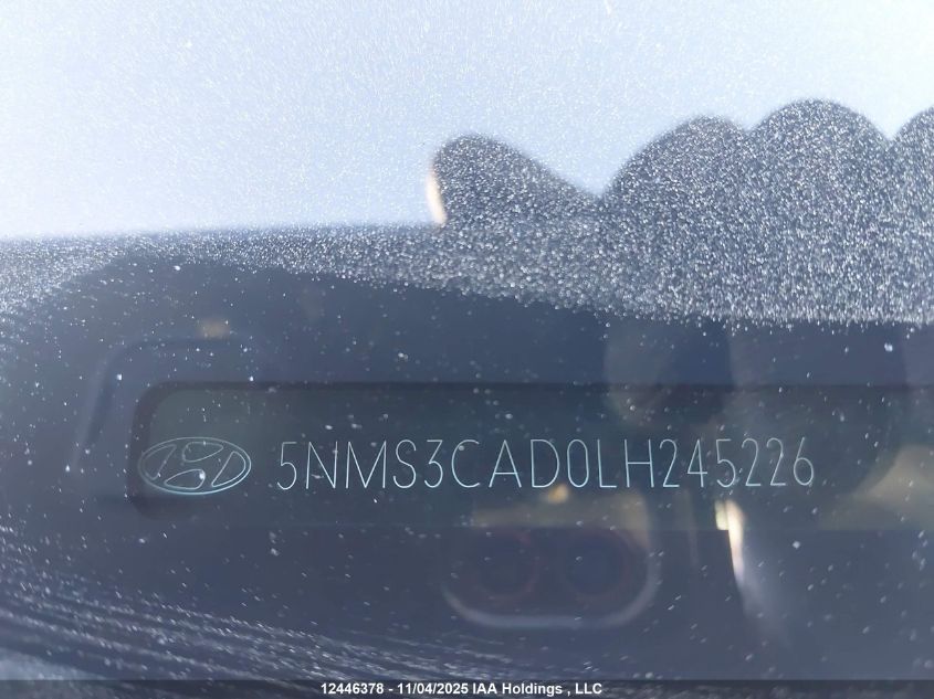 2020 Hyundai Santa Fe Preferred Awd With Sun And Leather Package VIN: 5NMS3CAD0LH245226 Lot: 12446378X