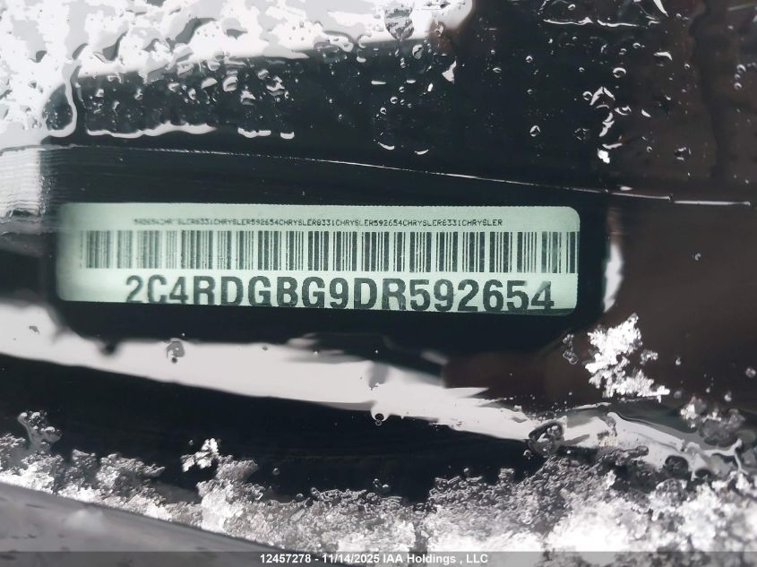 2013 Dodge Grand Caravan Se/Sxt VIN: 2C4RDGBG9DR592654 Lot: 12457278X