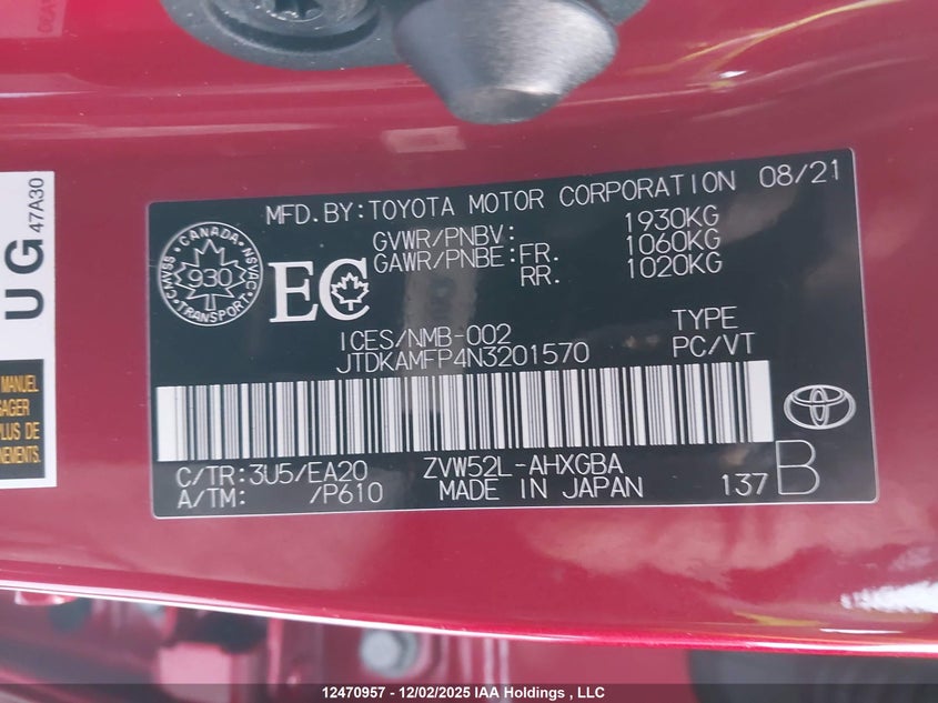 JTDKAMFP4N3201570 2022 TOYOTA PRIUS photo no. 9