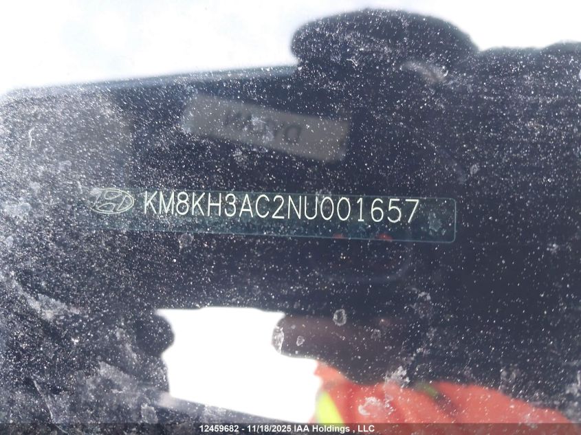 2022 Hyundai Kona N 2.0T VIN: KM8KH3AC2NU001657 Lot: 12459682X