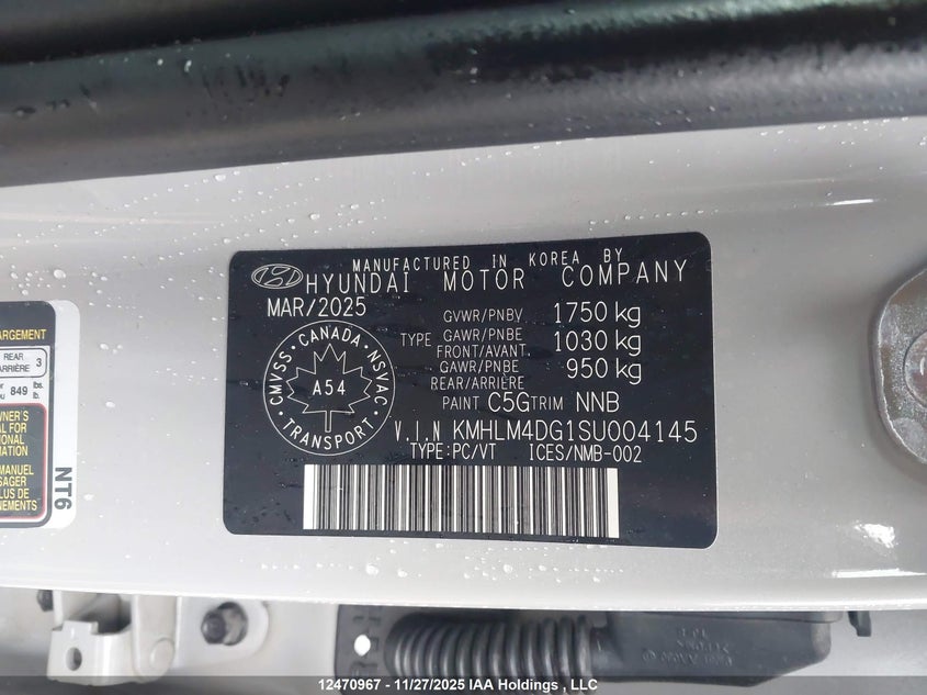 KMHLM4DG1SU004145 2025 HYUNDAI ELANTRA photo no. 9