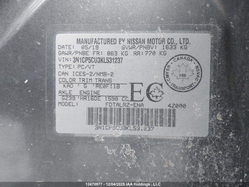 3N1CP5CU3KL531237 2019 NISSAN KICKS photo no. 19
