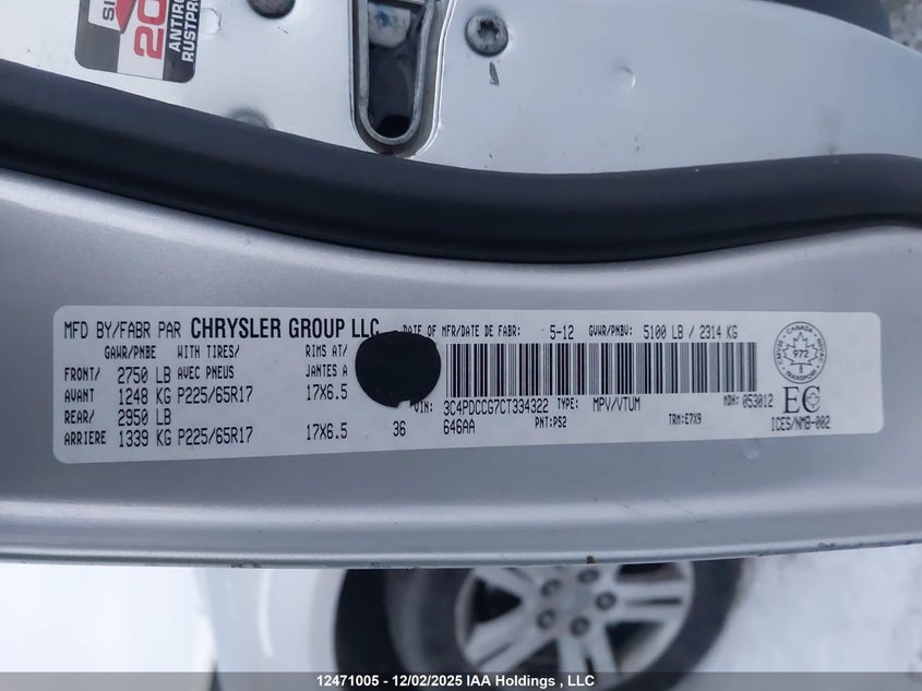 3C4PDCCG7CT334322 2012 DODGE JOURNEY photo no. 9