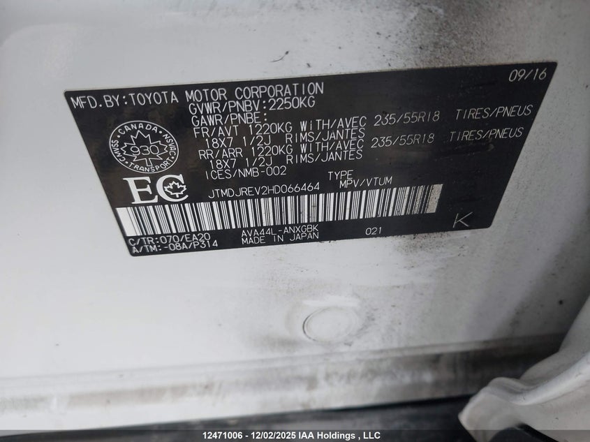 JTMDJREV2HD066464 2017 TOYOTA RAV 4 photo no. 9