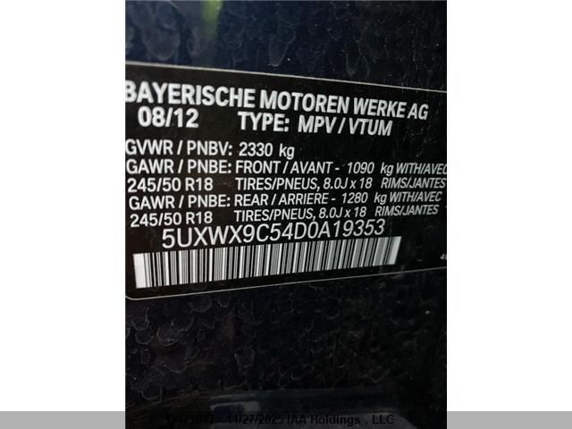 2013 BMW X3 xDrive28I VIN: 5UXWX9C54D0A19353 Lot: 12471017