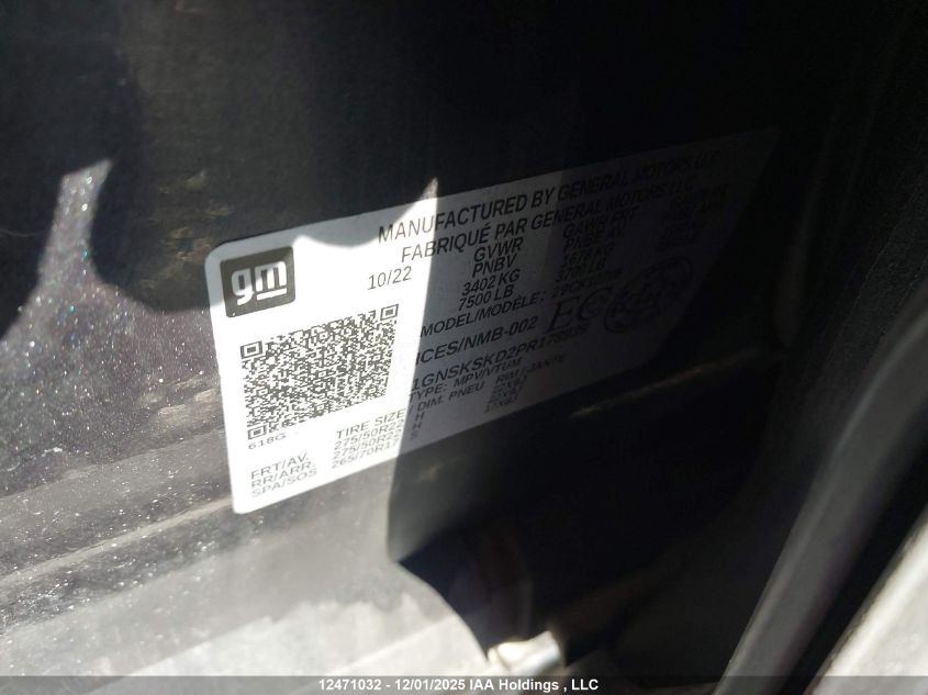 2023 Chevrolet Tahoe K1500 Premier VIN: 1GNSKSKD2PR178939 Lot: 12471032