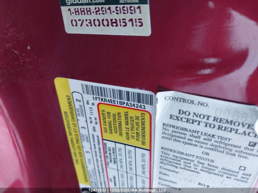 2011 Ford Ranger Sport VIN: 1FTKR4EE1BPA34243 Lot: 12471033