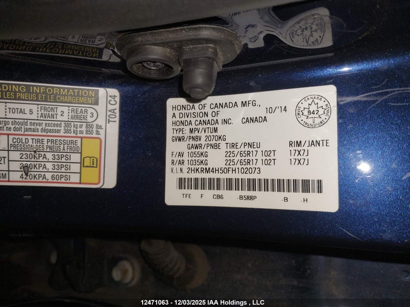 2HKRM4H50FH102073 2015 HONDA CR-V photo no. 19