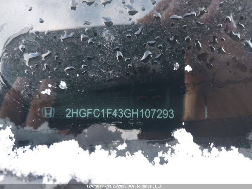 2016 Honda Civic Ex-T VIN: 2HGFC1F43GH107293 Lot: 12471079