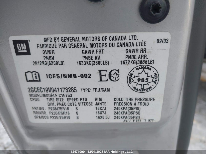2GCEC19V041173285 2003 CHEVROLET SILVERADO photo no. 9