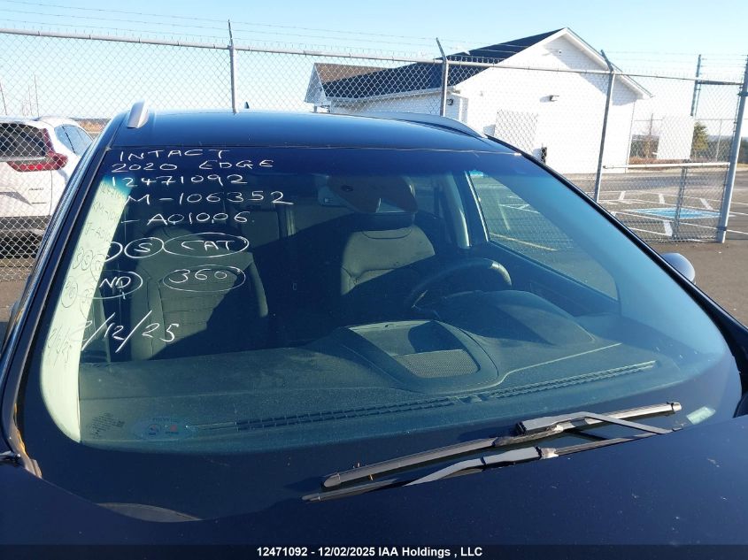 2020 Ford Edge Sel VIN: 2FMPK4J9XLBA01006 Lot: 12471092