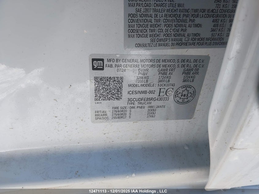 3GCUDFE85RG430333 2024 CHEVROLET SILVERADO photo no. 18