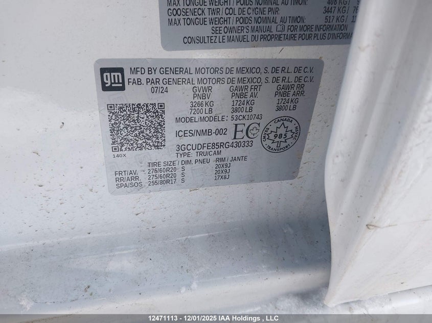 3GCUDFE85RG430333 2024 CHEVROLET SILVERADO photo no. 9