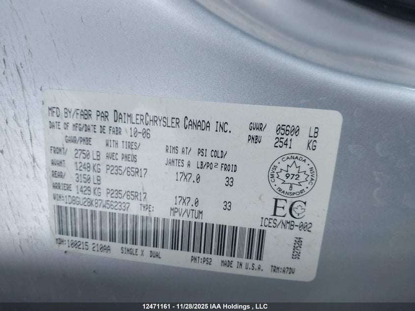 1D8GU28K87W562337 2007 DODGE NITRO photo no. 9