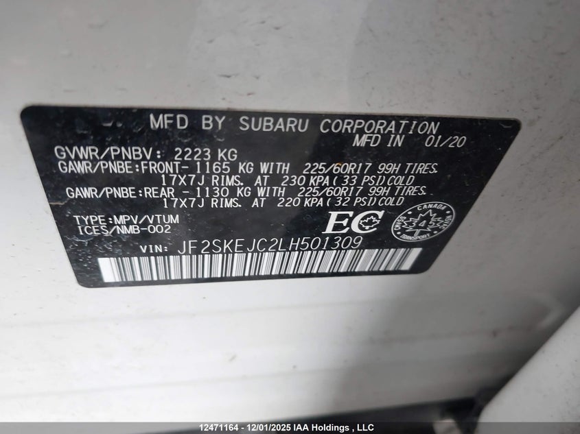 JF2SKEJC2LH501309 2020 SUBARU FORESTER photo no. 9