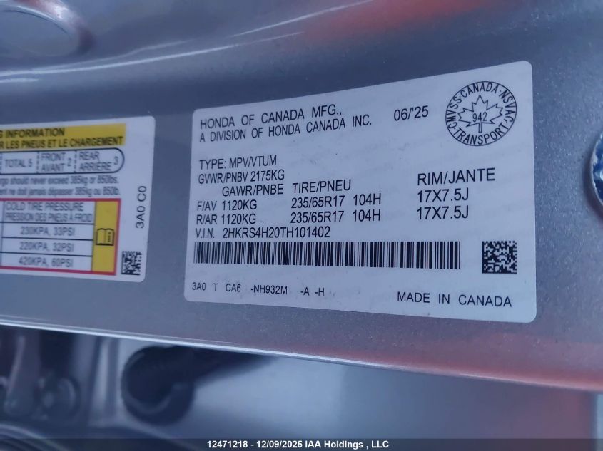 2HKRS4H20TH101402 2026 HONDA CR-V photo no. 9