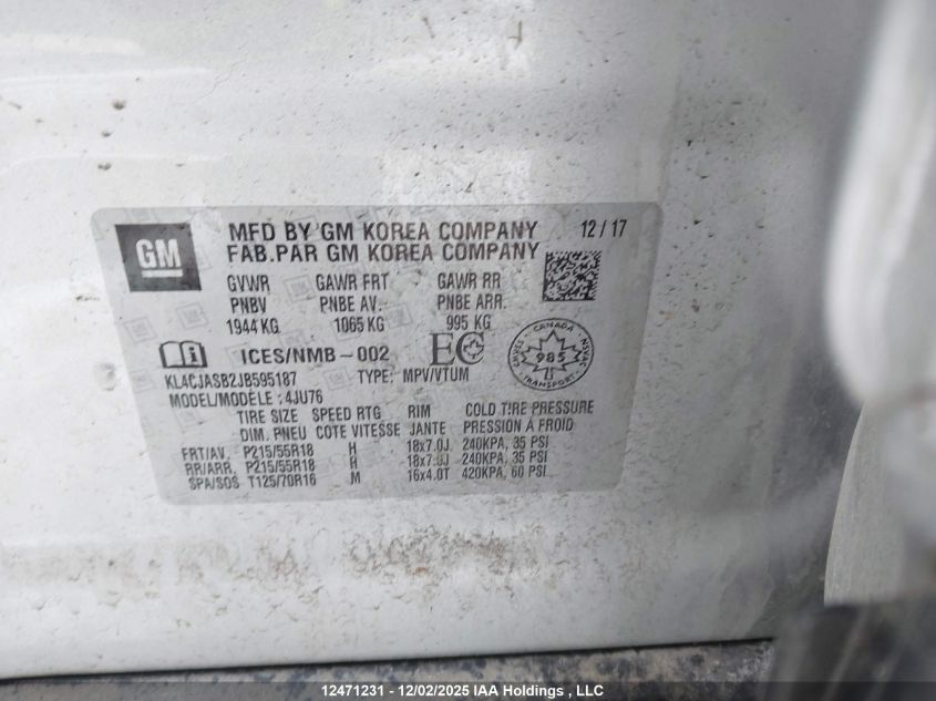 2018 Buick Encore Preferred VIN: KL4CJASB2JB595187 Lot: 12471231