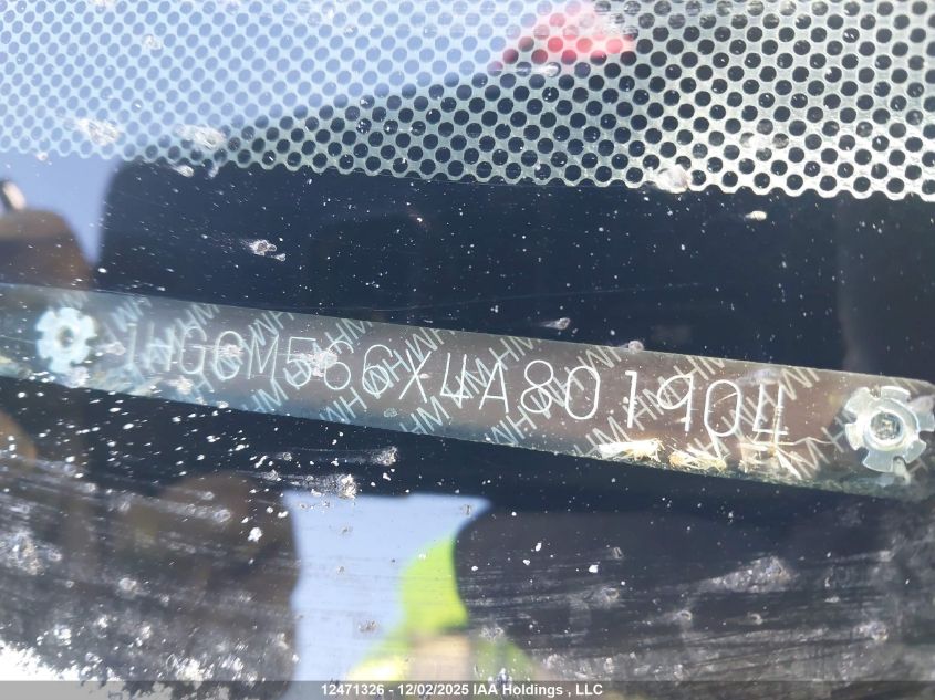 2004 Honda Accord Ex-L/Lx-G VIN: 1HGCM566X4A801904 Lot: 12471326