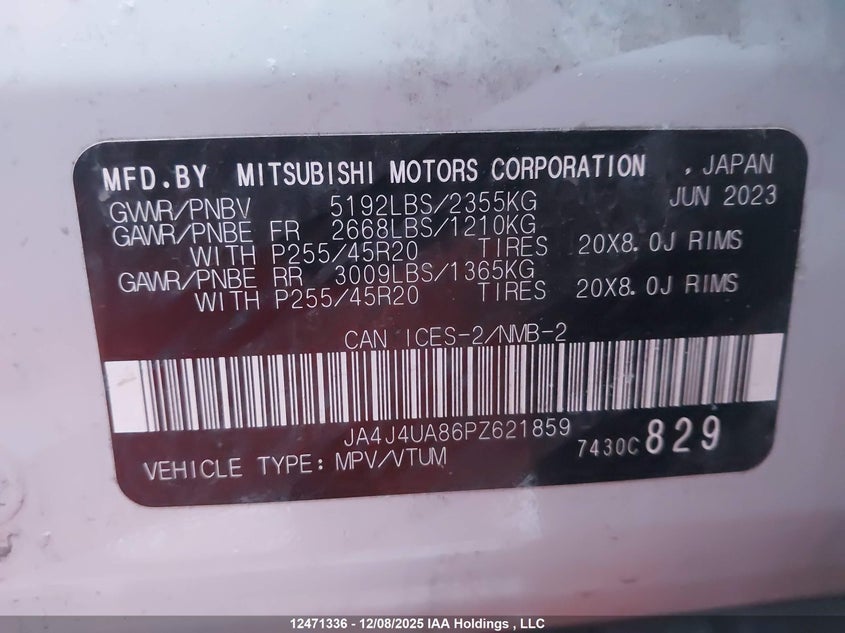 JA4J4UA86PZ621859 2023 MITSUBISHI OUTLANDER photo no. 9