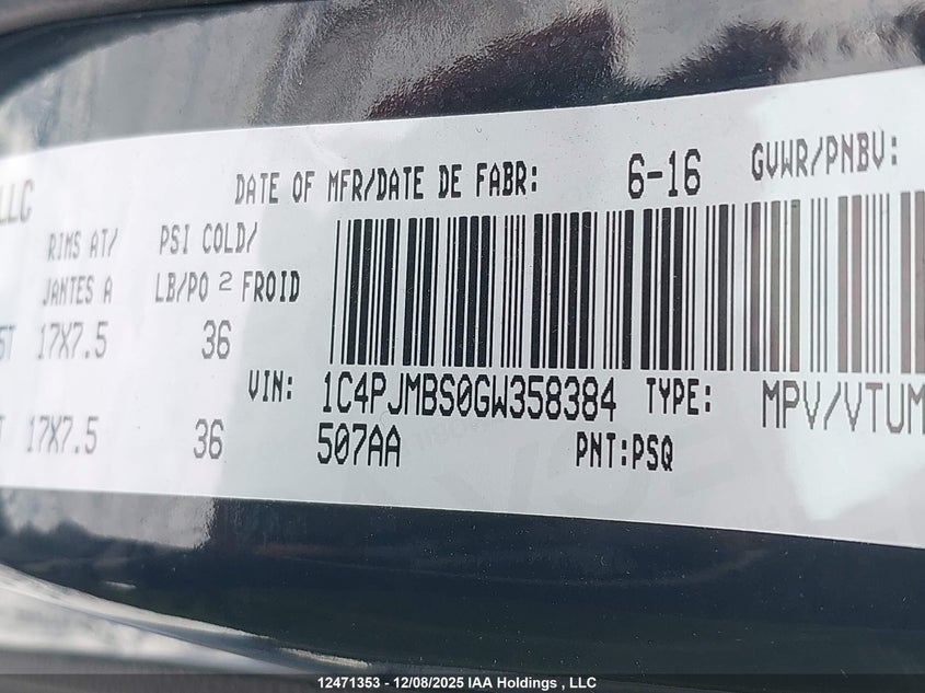 1C4PJMBS0GW358384 2016 JEEP CHEROKEE photo no. 9