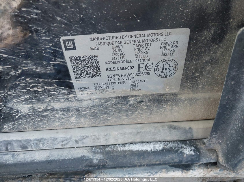 1GNEVHKW9JJ255398 2018 CHEVROLET TRAVERSE photo no. 9