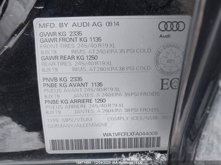 WA1VFCFLXFA044009 2015 AUDI ALLROAD photo no. 19