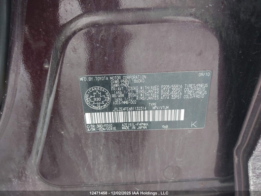 JTLZE4FE6B1132314 2011 SCION XB photo no. 9
