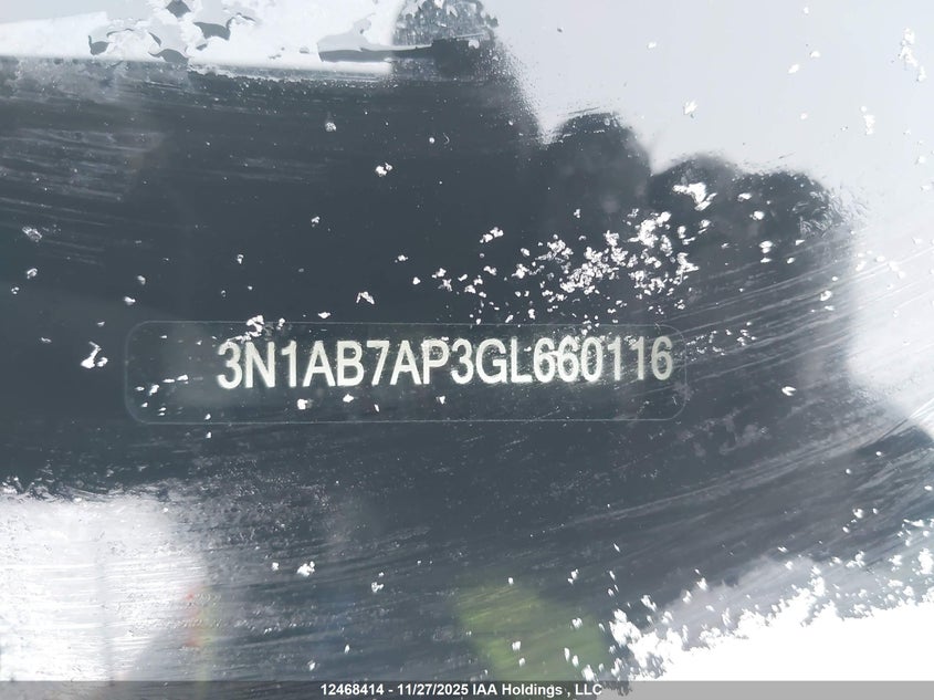 2016 Nissan Sentra 1.8 S/1.8 Sl/1.8 Sr/1.8 Sv VIN: 3N1AB7AP3GL660116 Lot: 12468414X