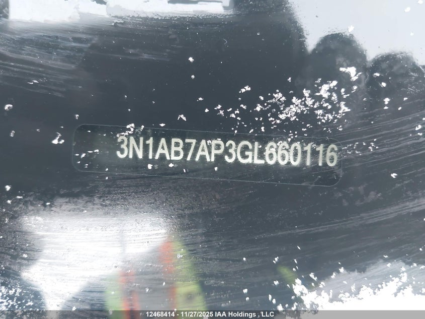 2016 Nissan Sentra 1.8 S/1.8 Sl/1.8 Sr/1.8 Sv VIN: 3N1AB7AP3GL660116 Lot: 12468414X