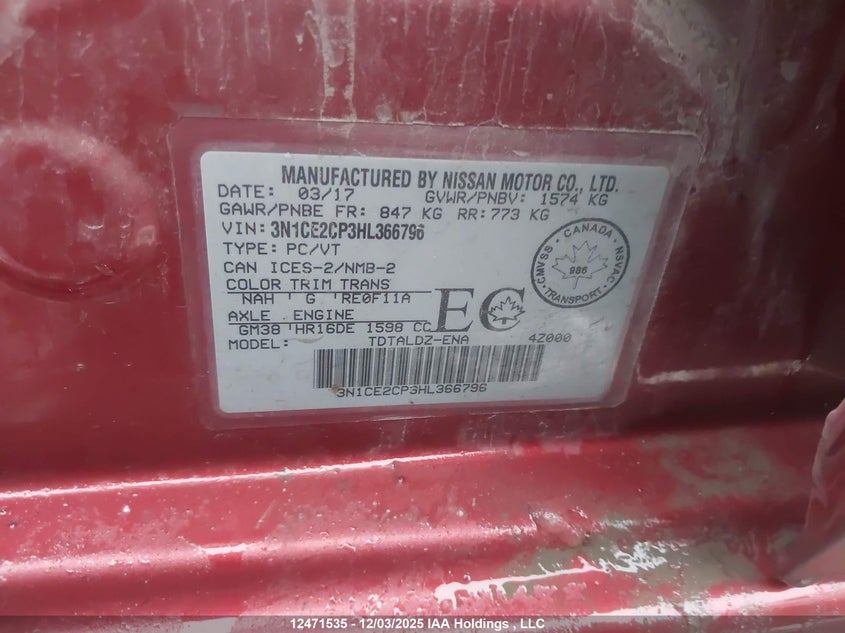 3N1CE2CP3HL366796 2017 NISSAN VERSA photo no. 18