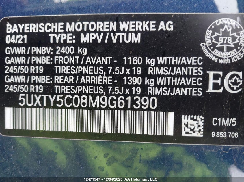 5UXTY5C08M9G61390 2021 BMW X3 photo no. 18