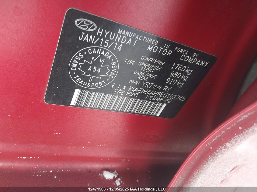 KMHDH4AH8EU102745 2014 HYUNDAI ELANTRA photo no. 18