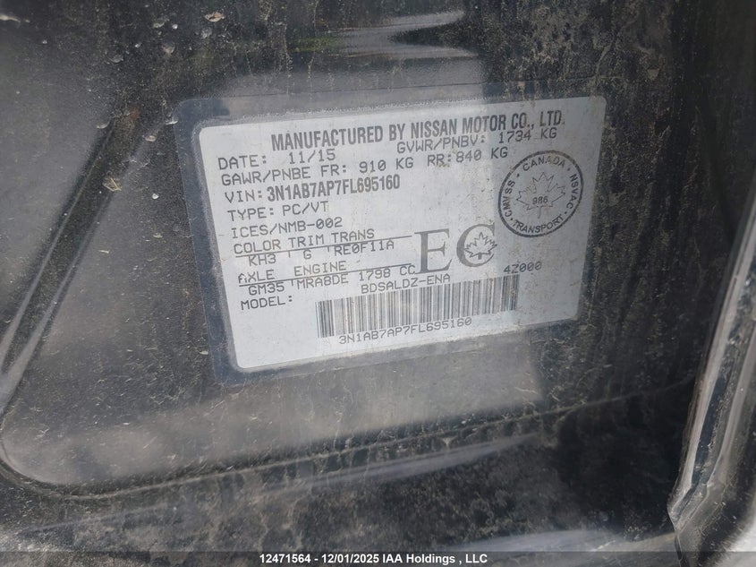 3N1AB7AP7FL695160 2015 NISSAN SENTRA photo no. 9