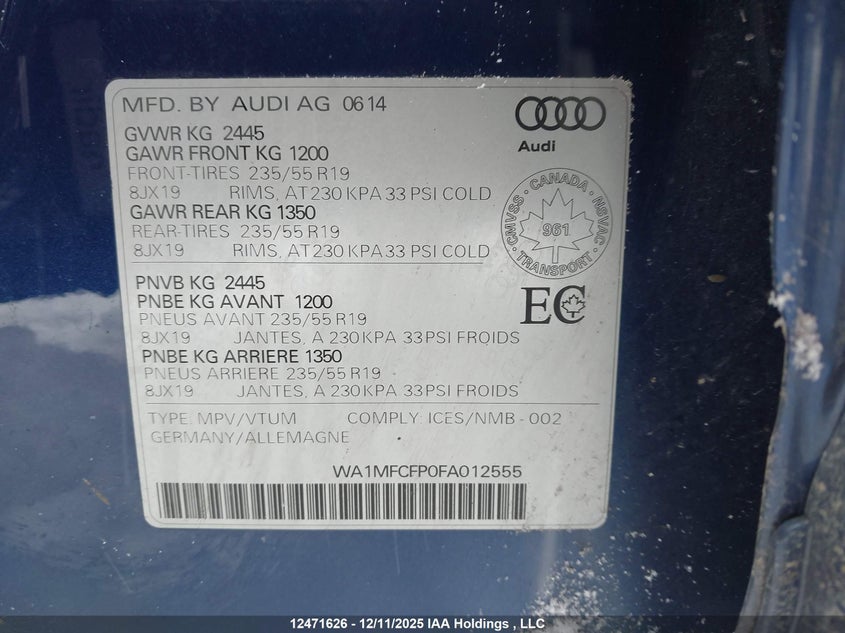 WA1MFCFP0FA012555 2015 AUDI Q5 photo no. 19