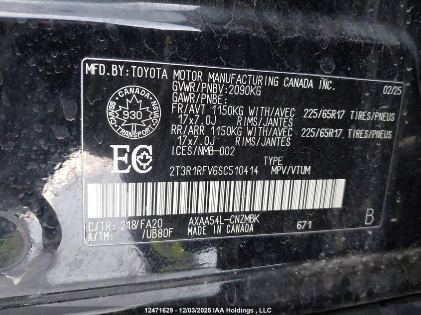 2T3R1RFV6SC510414 2025 TOYOTA RAV 4 photo no. 9