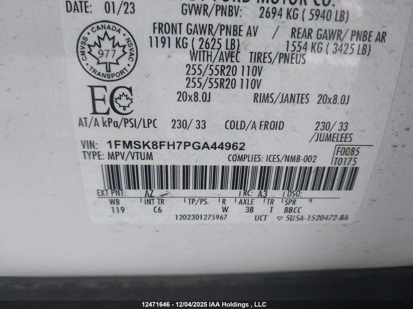 1FMSK8FH7PGA44962 2023 FORD EXPLORER photo no. 9
