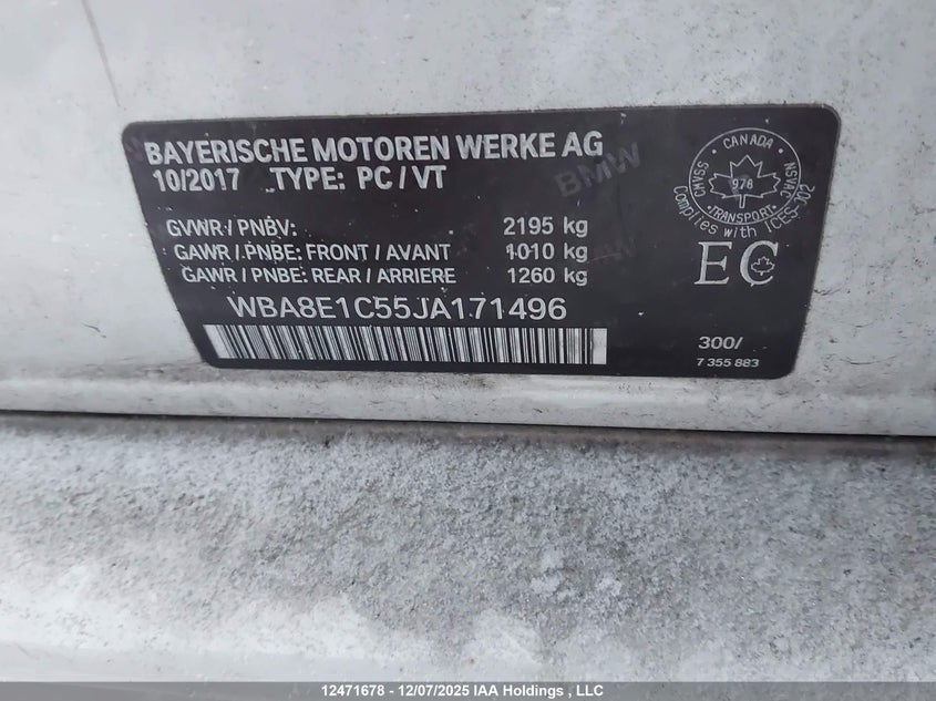 WBA8E1C55JA171496 2018 BMW 3ER photo no. 9